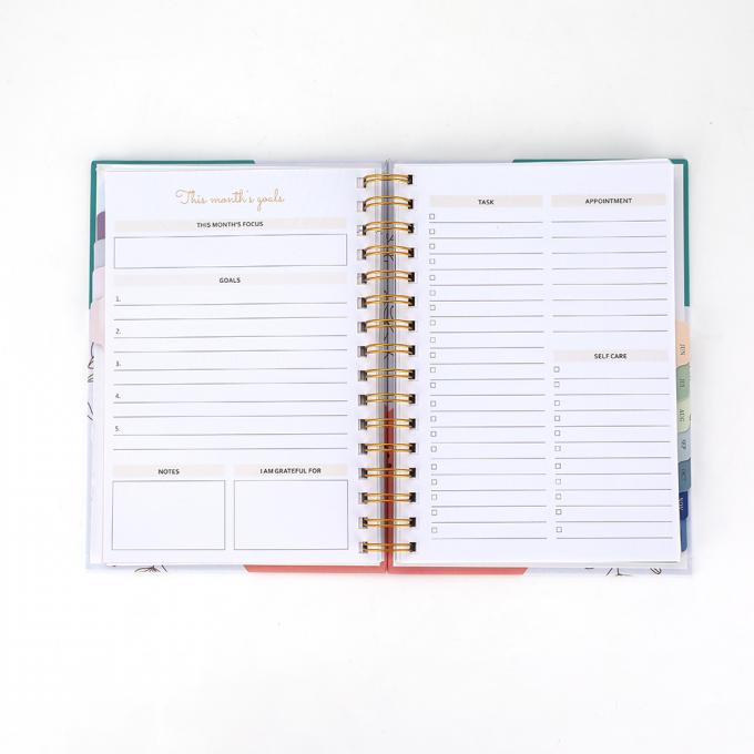 Niestandardowy wydrukowany notatnik Planner do wypełnienia A5 Daily Monthly Planner Twarda okładka 4