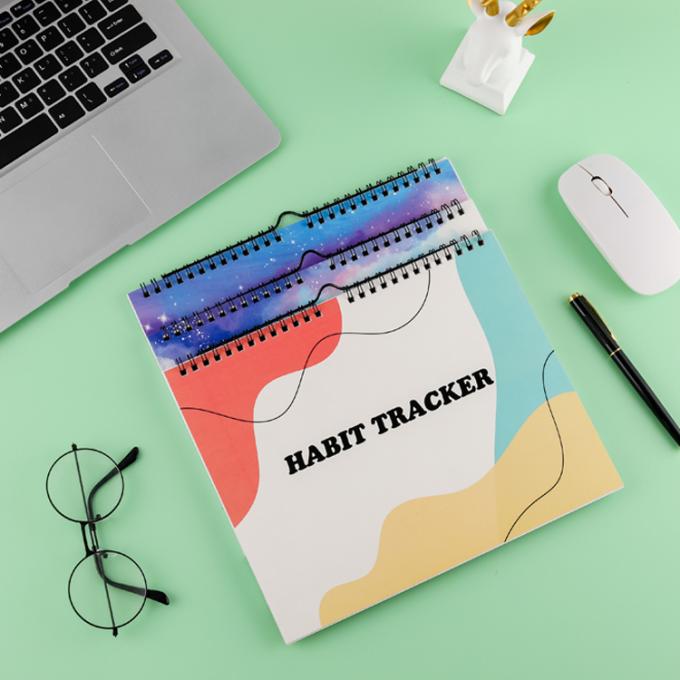 Tłuszcz papierowy Nieznany termin Agenda Celem Codzienny Miesięczny Roczny Spiralny Dziennik Planner Habit Tracker 3