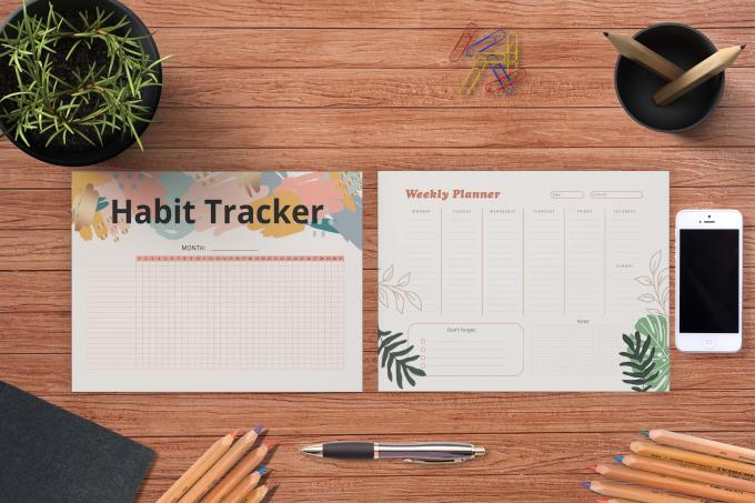 Tłuszcz papierowy Nieznany termin Agenda Celem Codzienny Miesięczny Roczny Spiralny Dziennik Planner Habit Tracker 8