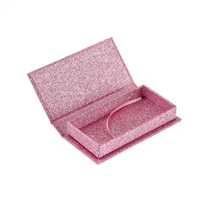 Logo niestandardowe Pink Glitter False Eyelash Retail Stand Box z kartonową strukturą 0
