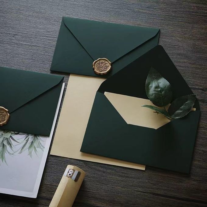 Minimalistyczne samodzielne pieczęcie zaproszenia ślubne koperty Retro kartki pozdrowienia koperty 2